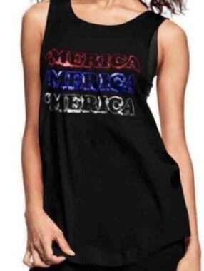 🔹️Victoria's Secret Black 'Merica Sequined Sleeveless Top XSmall